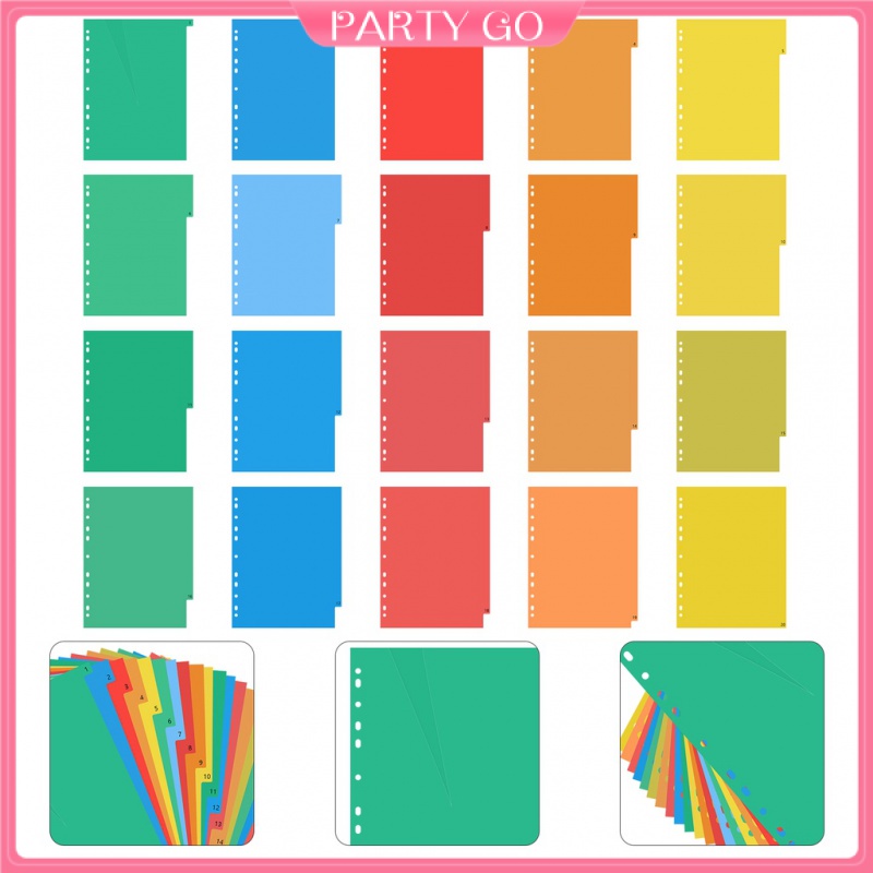 Set 20 Tấm Thẻ Nhựa Chia Ngăn Khổ A4 Nhiều Màu Sắc Tiện Dụng