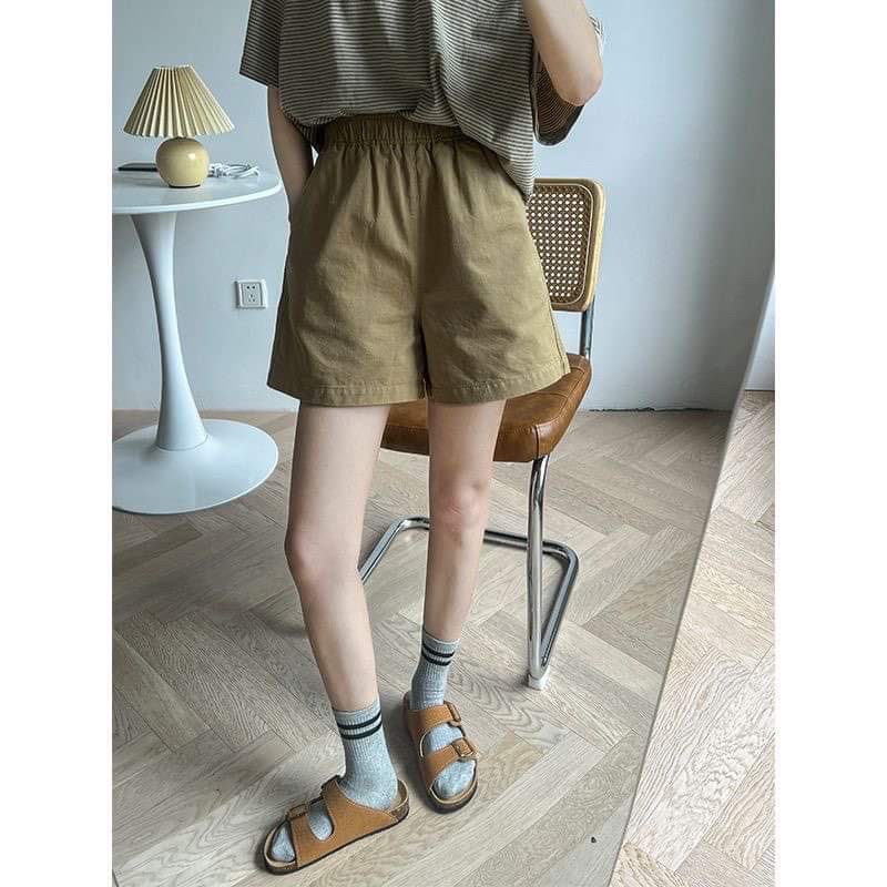 Quần Short Kaki Nữ Ống Rộng Cạp Cao , Quần Sooc đùi Nữ 4 mầu phong cách Ulzzang Hàn Quốc