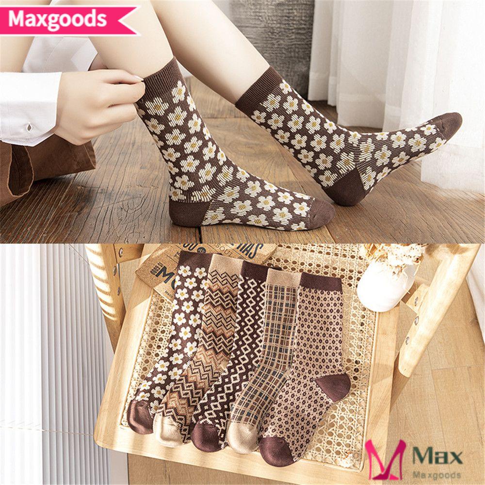 Set 5 Đôi Tất Dệt Kim Cotton Thoải Mái Thời Trang Cho Nữ