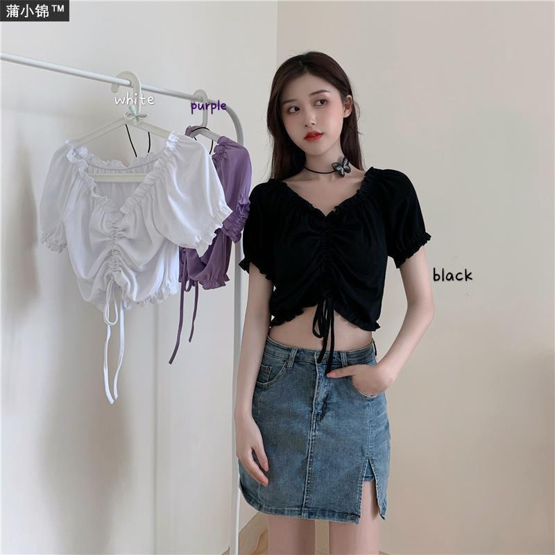 Áo Lửng Tay Ngắn Cổ v Thời Trang Dành Cho Nữ