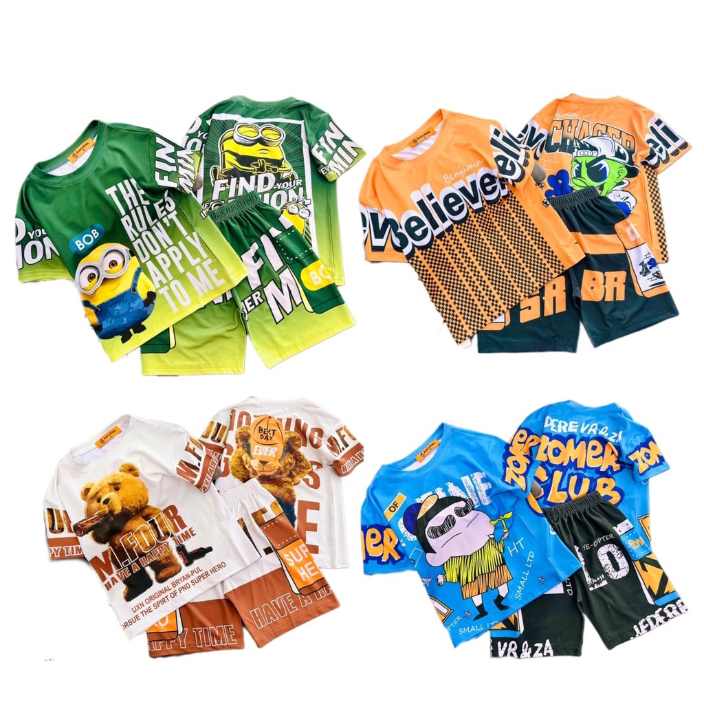 Bộ thun lạnh in 3D hihop bé trai cực ngầu [size 10-22kg]