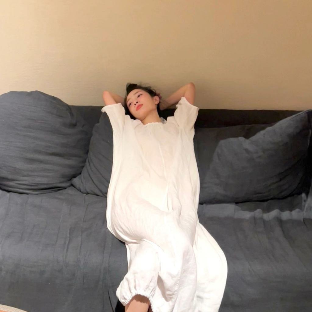 Đồ ngủ Tay Dài Màu Sắc Trơn Phong Cách Pháp Thời Trang Xuân Thu Xinh Xắn Cho Nữ