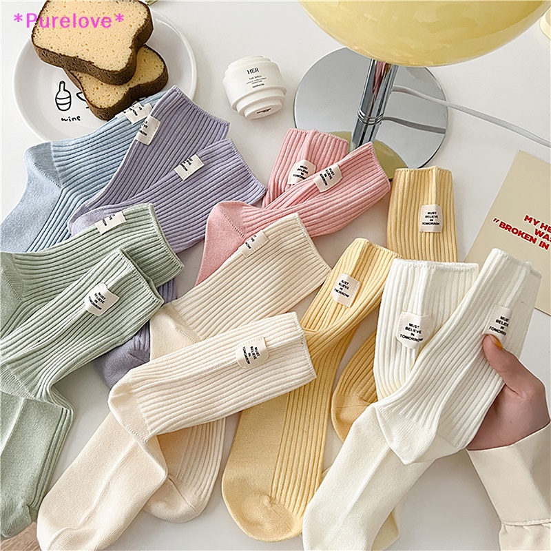 1 Đôi Vớ Cotton Thoáng Khí Màu Kẹo Ngọt Thời Trang Nhật Bản Mới