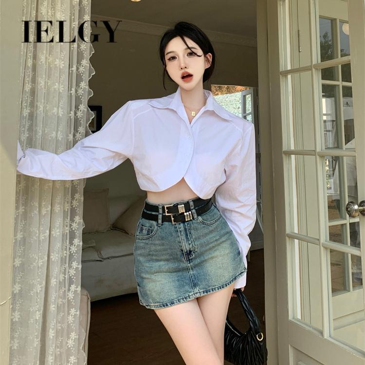 IELGY Áo Sơ Mi Crop top Thời Trang Dành Cho Nữ