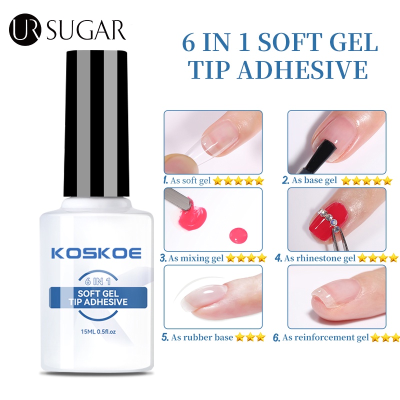 Lọ gel mềm UR SUGAR 6 trong 1 đa năng 15ml dùng nối dài móng tay chuyên dụng