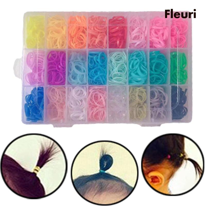 Set 2000 Dây Thun Buộc Tóc Nhiều Màu Sắc Cho Bé Gái