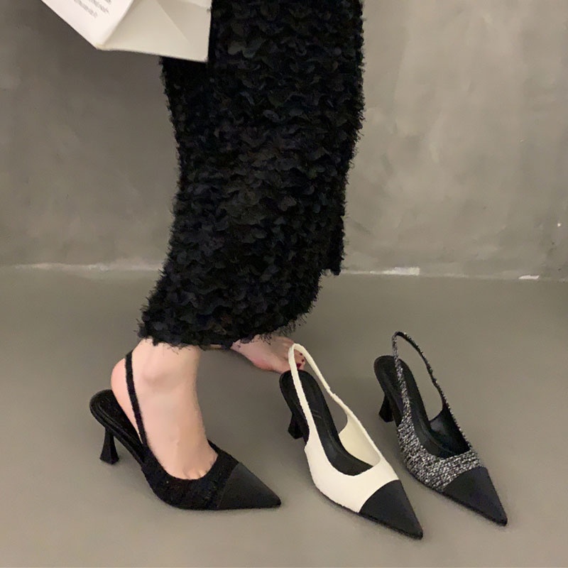 Yunguang Giày Cao Gót Mũi Nhọn Phong Cách Pháp Thời Trang Cho Nữ