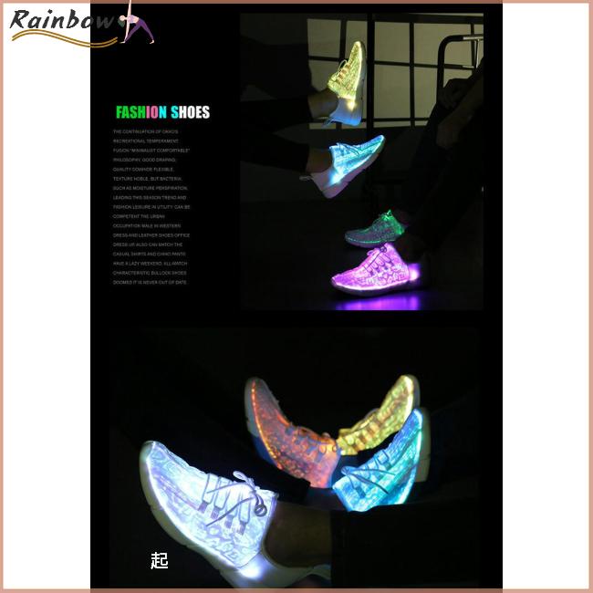 Giày Thể Thao Sợi Quang Có Đèn LED Sạc USB Thời Trang Mùa Hè Cho Nam Và Nữ Size 26-46