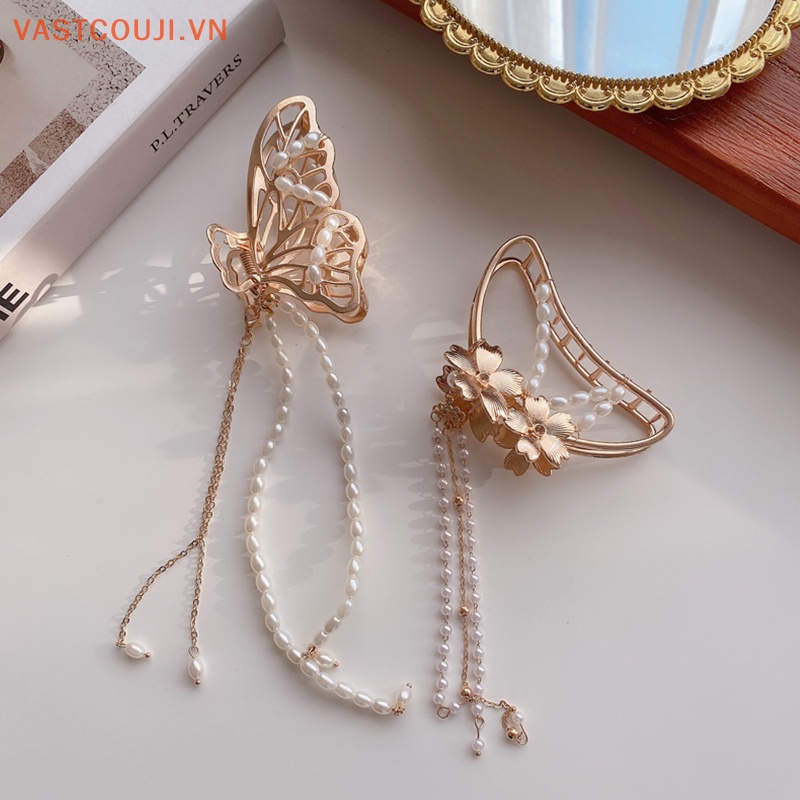 Bộ Kẹp Tóc Kim Loại Màu Vàng Phong Cách Vintage Thanh Lịch Cho Nữ