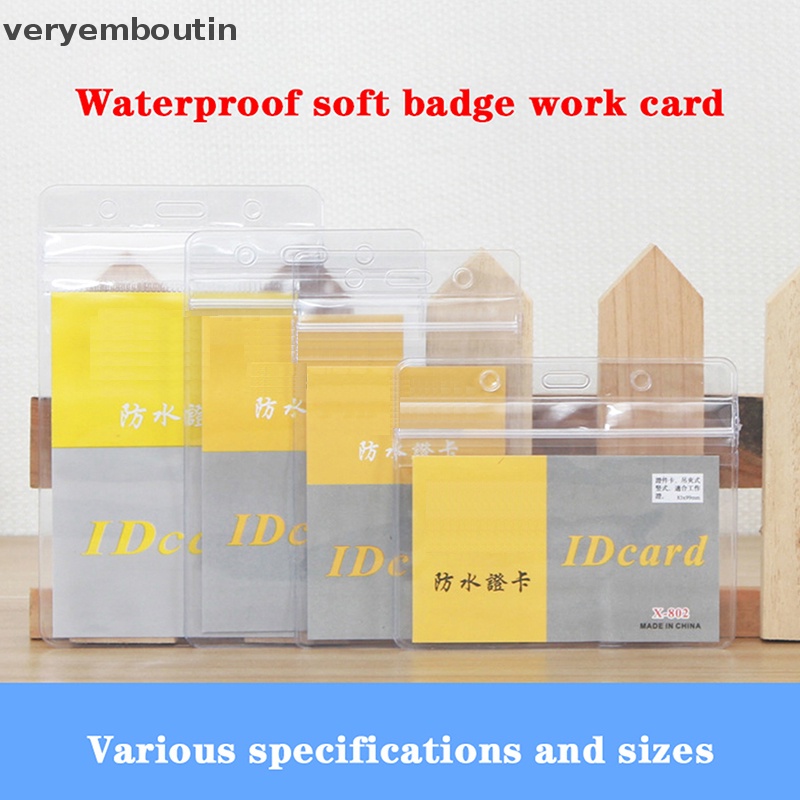 Set 10 Túi Đựng Thẻ ID / Thẻ ID Đeo Trước Ngực Mềm Bóng Trong Suốt Siêu Bền Chống Thấm Nước