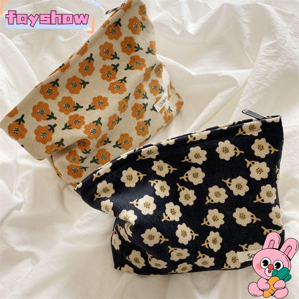 Túi Đựng Mỹ Phẩm Cỡ Lớn Bằng Vải Cotton Và Vải Nhung Kẻ Cho Nữ Ốp