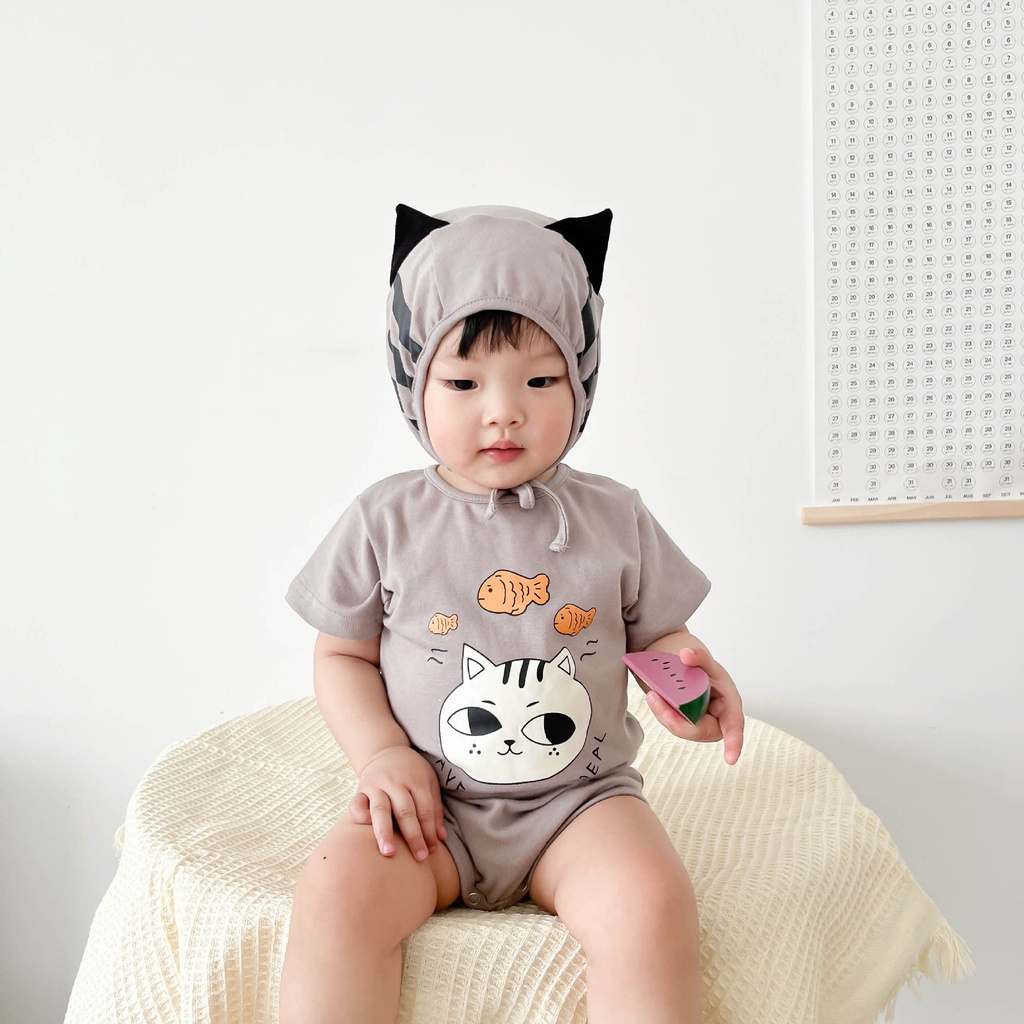 Áo Thun Tay Ngắn In Hình Cá Phong Cách Hàn Quốc Thời Trang Mùa Hè Cho Bé