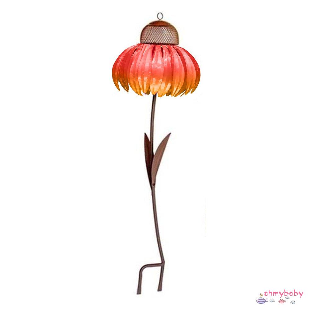 [Ready] Máng ăn cho chim Cọc hoa bằng kim loại Màu hồng xinh đẹp Coneflower Khay đựng Foodl hoang dã sân Trang trí vườn [Z/12]