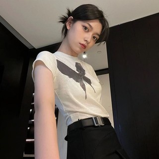 Áo Thun Tay Ngắn Cổ Tròn In Hình Bướm Thời Trang Mùa Hè Mới Cho Nữ