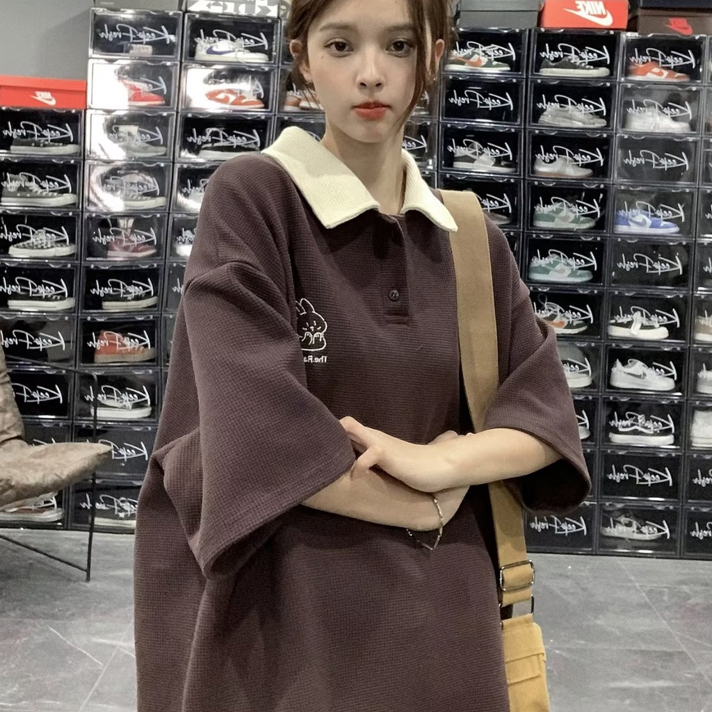 Áo Thun polo Ngắn Tay Dáng Rộng Màu Sắc Tương Phản Thời Trang Mùa Hè Cho Nam