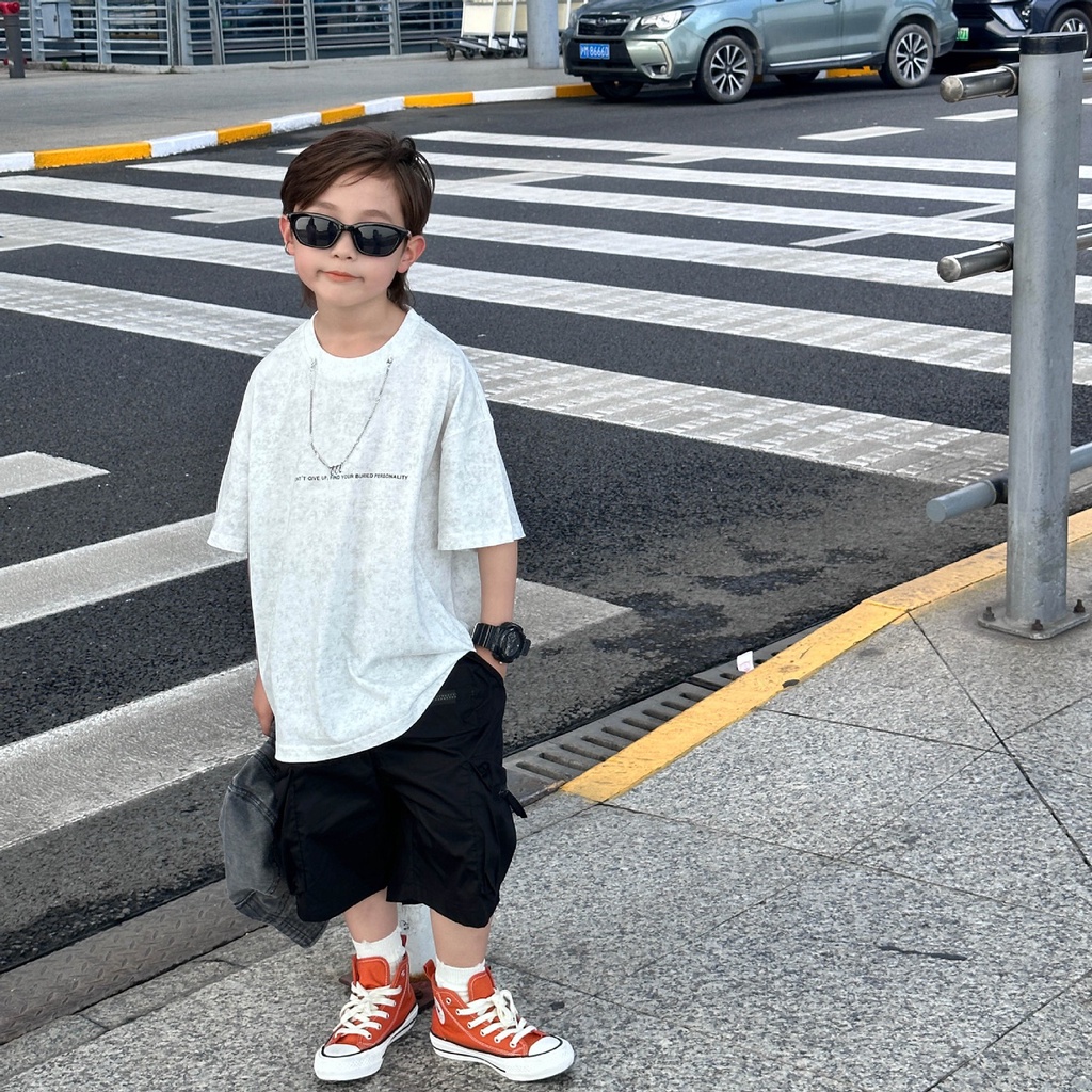 Áo thun loang chữ nhỏ bé trai AB733 sz 90-140, áo phông cotton mùa hè cho bé, thời trang Hàn Quốc