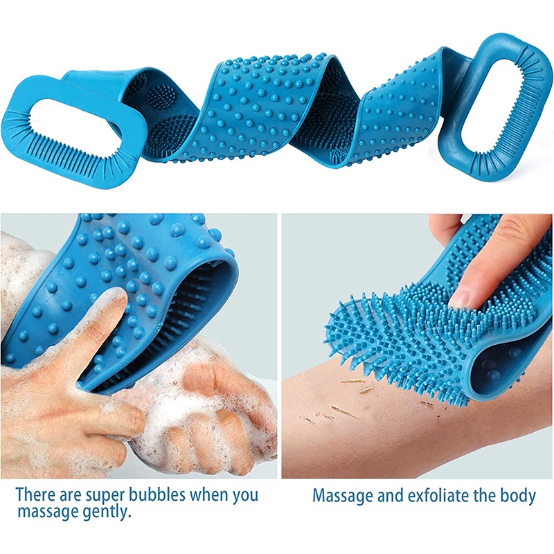 Dây chà lưng, đai chà lưng massage cơ thể khi tắm bằng gai 2 mặt Silicon