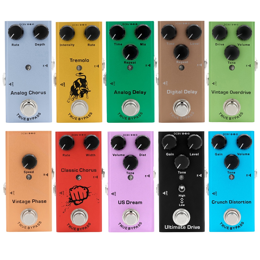 Electric guitar pedal vintage overdrive/distortion crunch/distortion/us dream/classic chorus/vintage phase/digital delay
