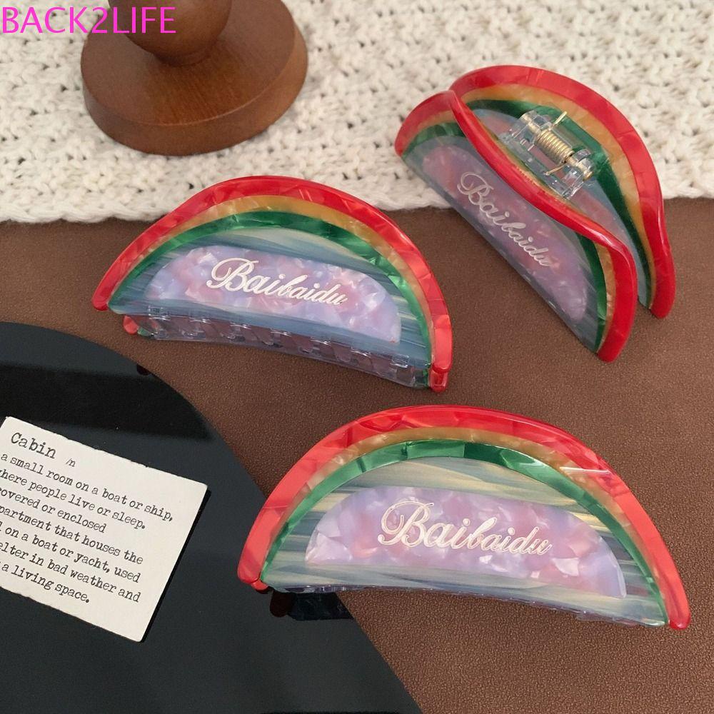 Kẹp Tóc Đuôi Ngựa Trang Trí Hình Bán Nguyệt Màu Cầu Vồng Dễ Thương Kiểu Hàn Quốc Dành Cho Bạn Nữ BACK2LIFE