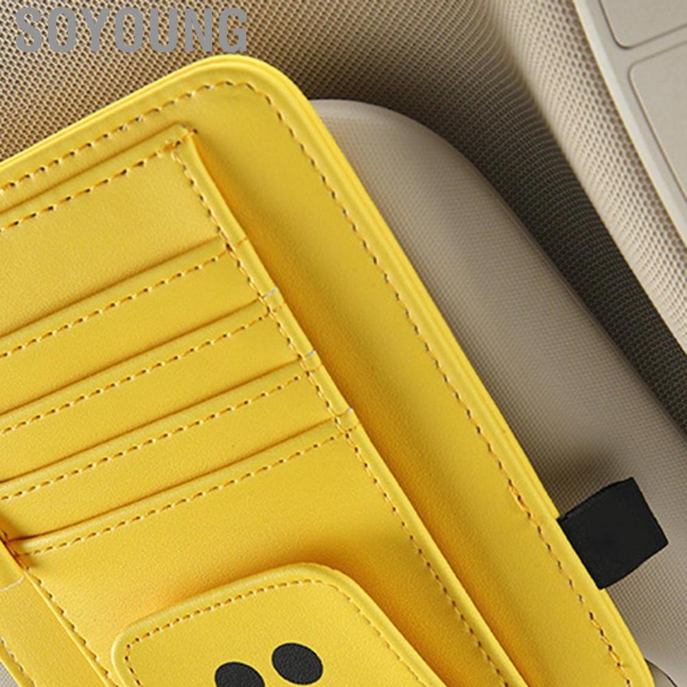 Soyoung Sun Shade Card Holder PU Leather Interlayer Goods Storage Convenient ID for Bank Collection