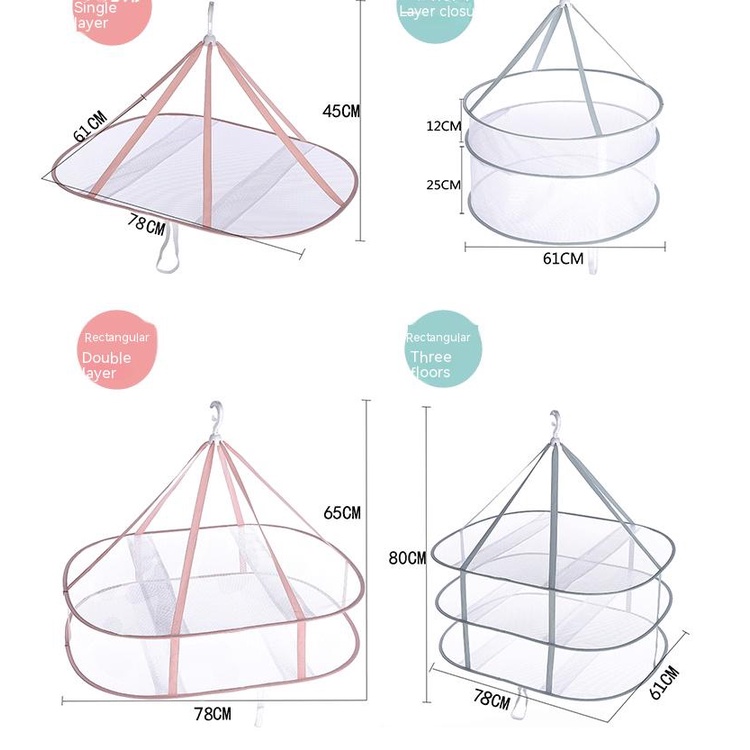 Giỏ Lưới Đựng Quần Áo Hai Lớp Chống Gió Có Thể Gấp Gọn Tiện Lợi