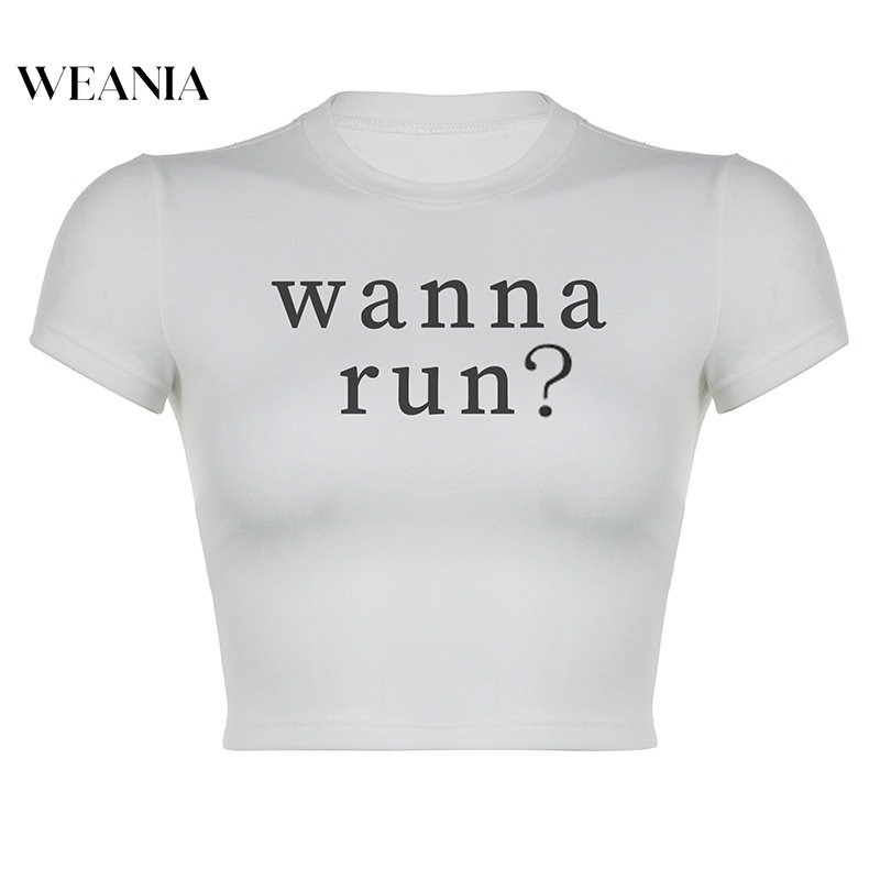 Áo Thun Tay Ngắn Cổ Tròn In Monogram Kiểu Mỹ Cho Nữ