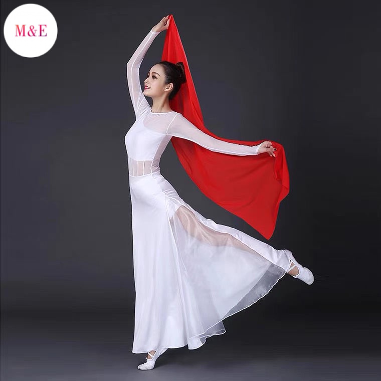 M &amp; E Khăn Choàng Lụa Voan Lụa Hình Vuông Lớn Màu Đỏ Hoa Phong Cách Mới 2023 Dùng Biểu Diễn Múa Fanghua