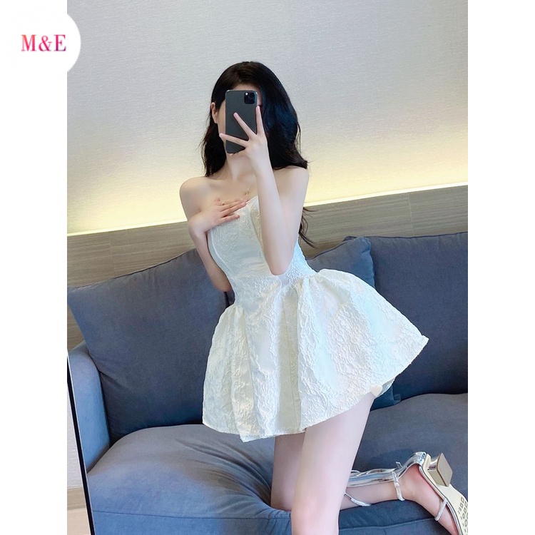 M &amp; E [Giao Hàng Trong Ngày] Đầm Trắng Chiết Eo Phong Cách Mới 2023
