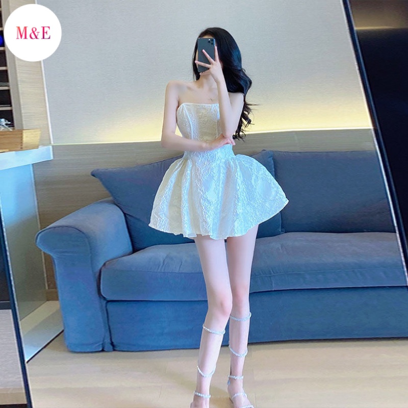 M &amp; E [Giao Hàng Trong Ngày] Đầm Trắng Chiết Eo Phong Cách Mới 2023