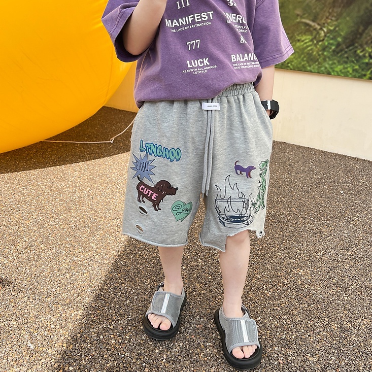 Quần Cotton Ngắn Thể Thao In Họa Tiết Hoạt Hình Thời Trang Mùa Hè Cho Bé Trai