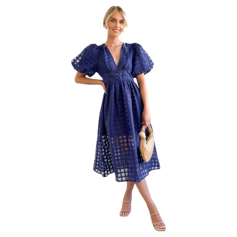 Đầm Babydoll Dáng Rộng Lưng Cao Nhún Bèo Dễ Thương Cho Nữ