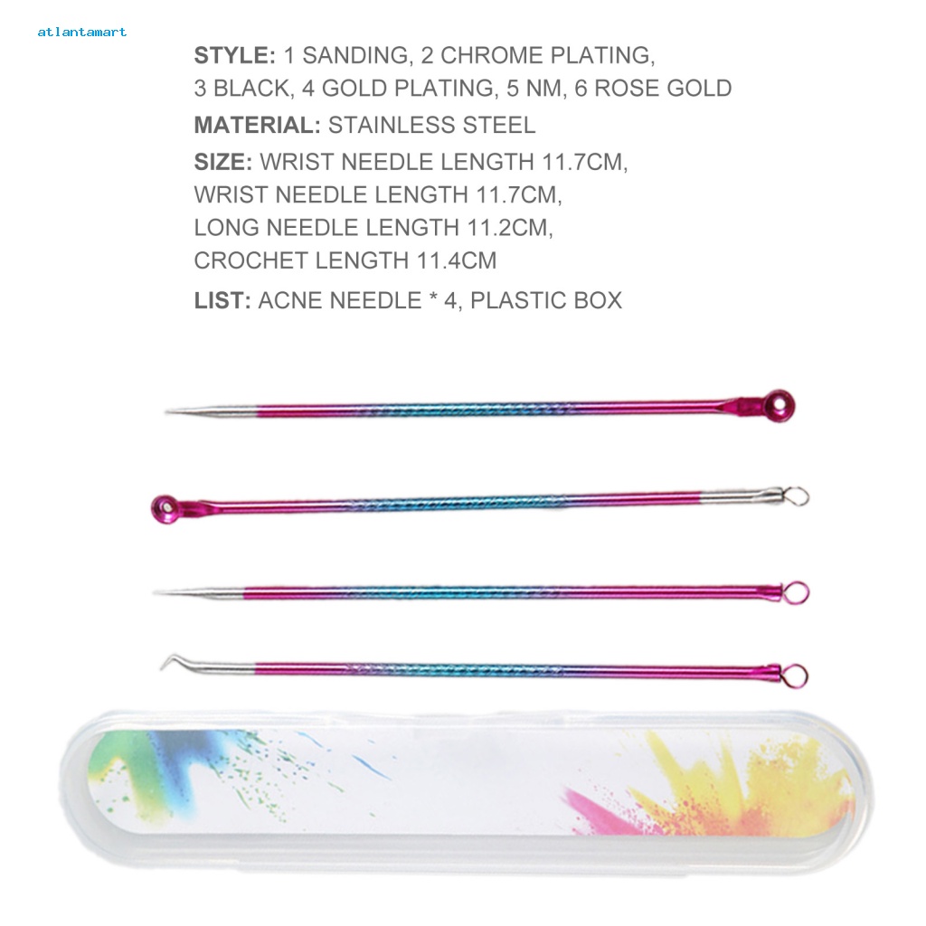 Túi Đựng Đồ Dùng Cao Cấp Tiện Dụng| Set 4 Dụng Cụ Nặn Mụn Bằng Thép Không Gỉ Tiện Lợi