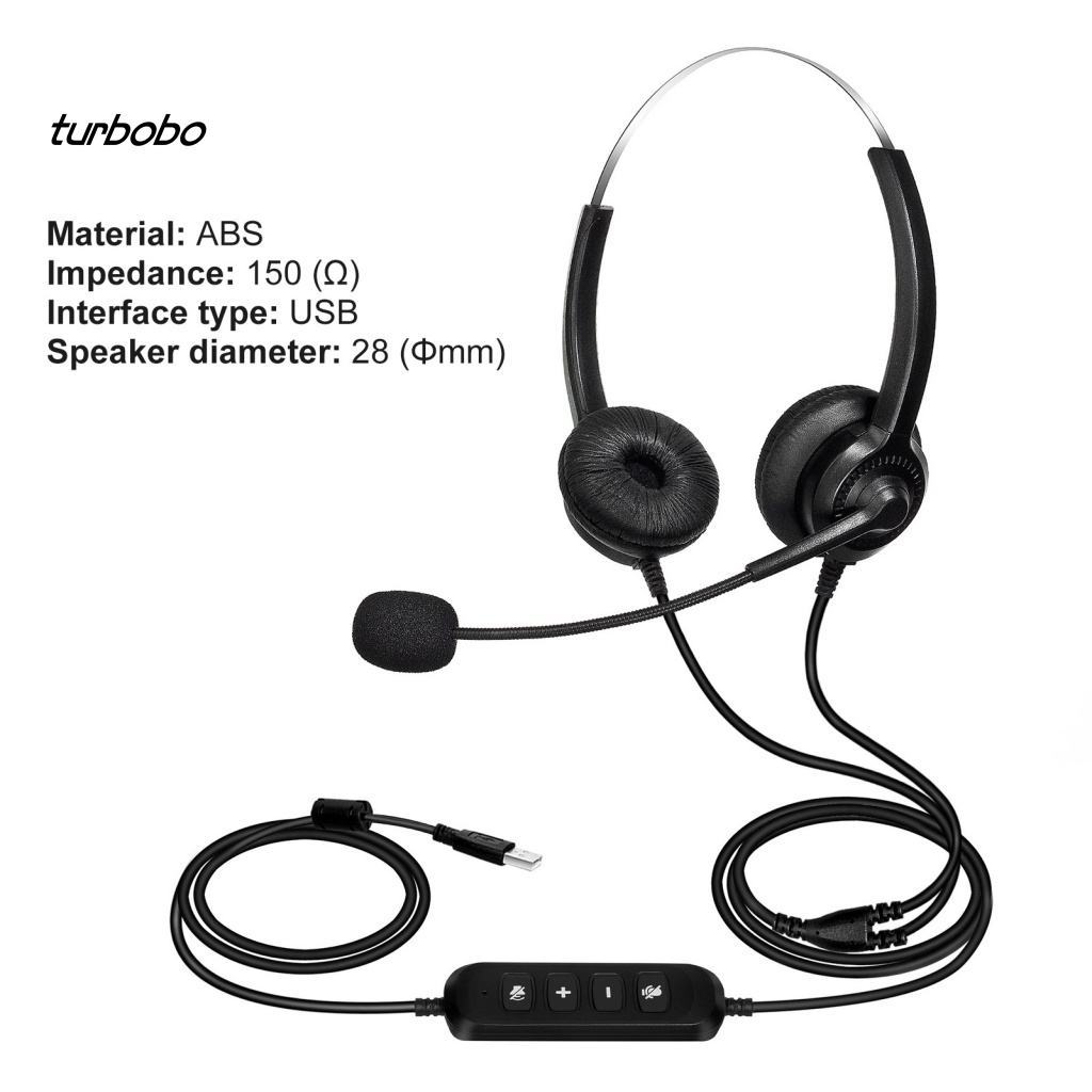 Tai Nghe Điện Thoại Di Động Turbobobo 300D Giảm Tiếng Ồn Thoáng Khí Hai Dây Cáp USB Dài Dành Cho Tài Xế Xe Tải Văn Phòng