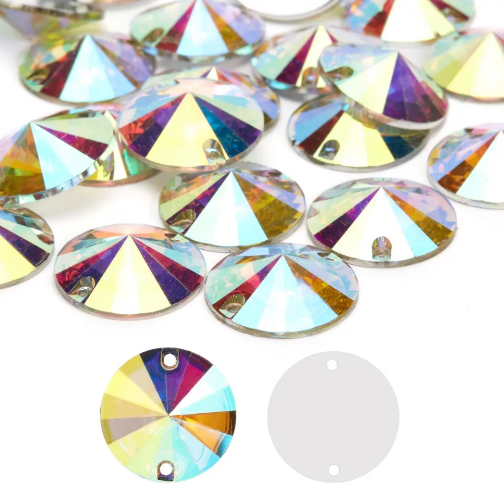 Nút Tròn Pha Lê Rivoli Thời Trang 12mm / 14mm May Giày / Túi Xách