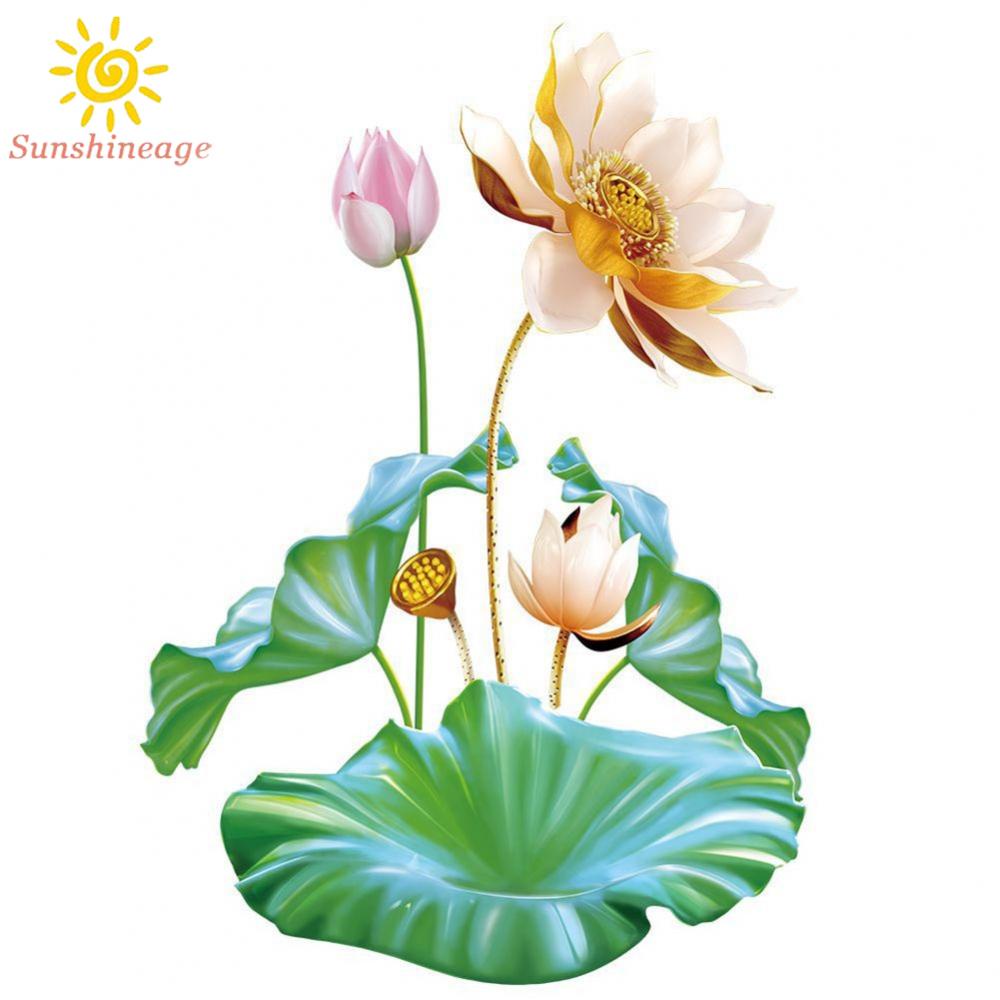 Giấy Dán Tường Tự Dính Hình Hoa Sen Trang Trí Phòng Khách