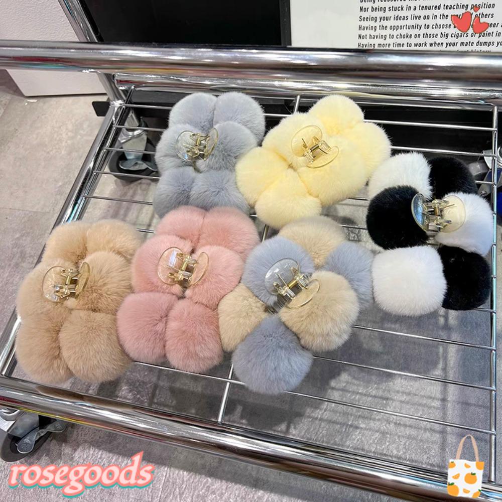 Kẹp Tóc Lông Thỏ / Cá Mập Cỡ Lớn Hình Hoa Hồng Ngọt Ngào