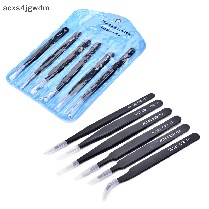 Nhíp chính xác an toàn ESD 6 cái nóng dụng cụ bảo trì chống tĩnh điện bằng thép không gỉ Mới
