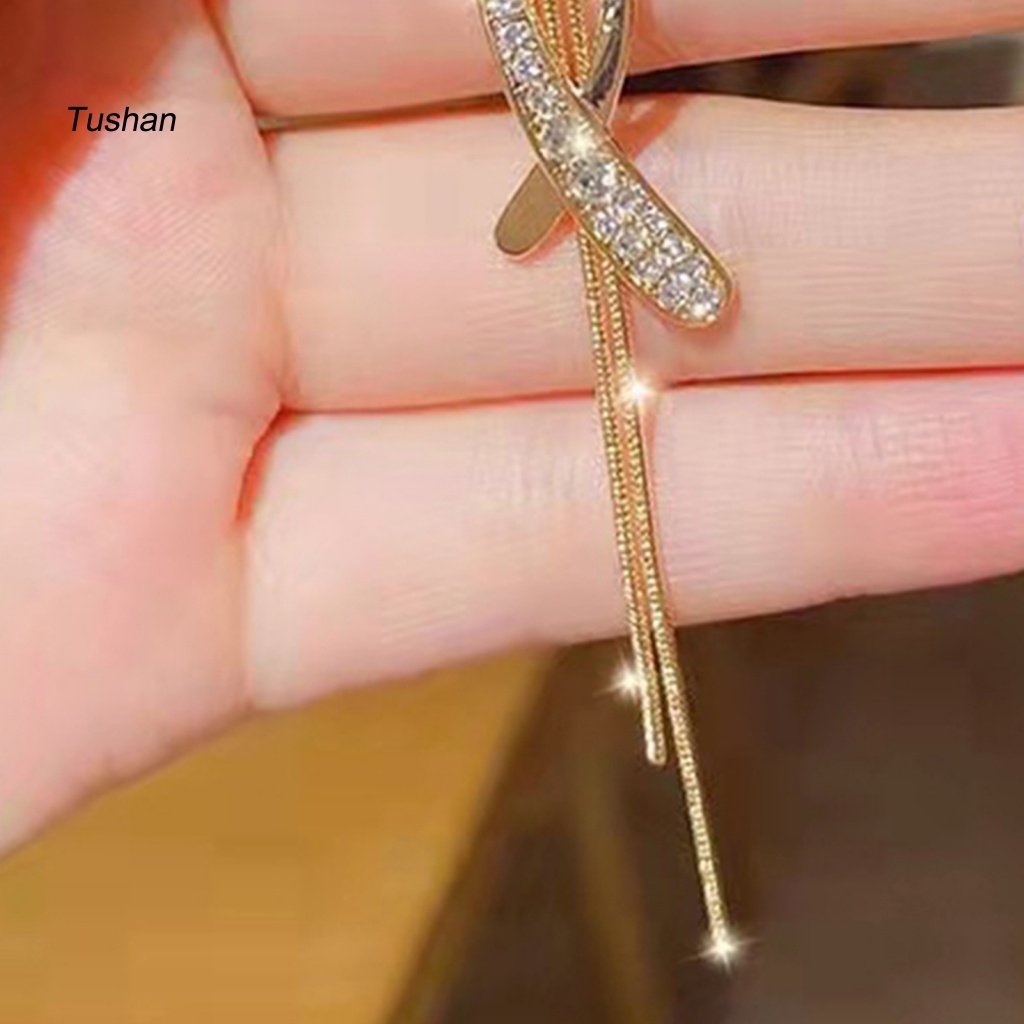 1 Đôi Bông Tai Hình Thánh Giá Đính Đá Lấp Lánh Dành Cho Nữ