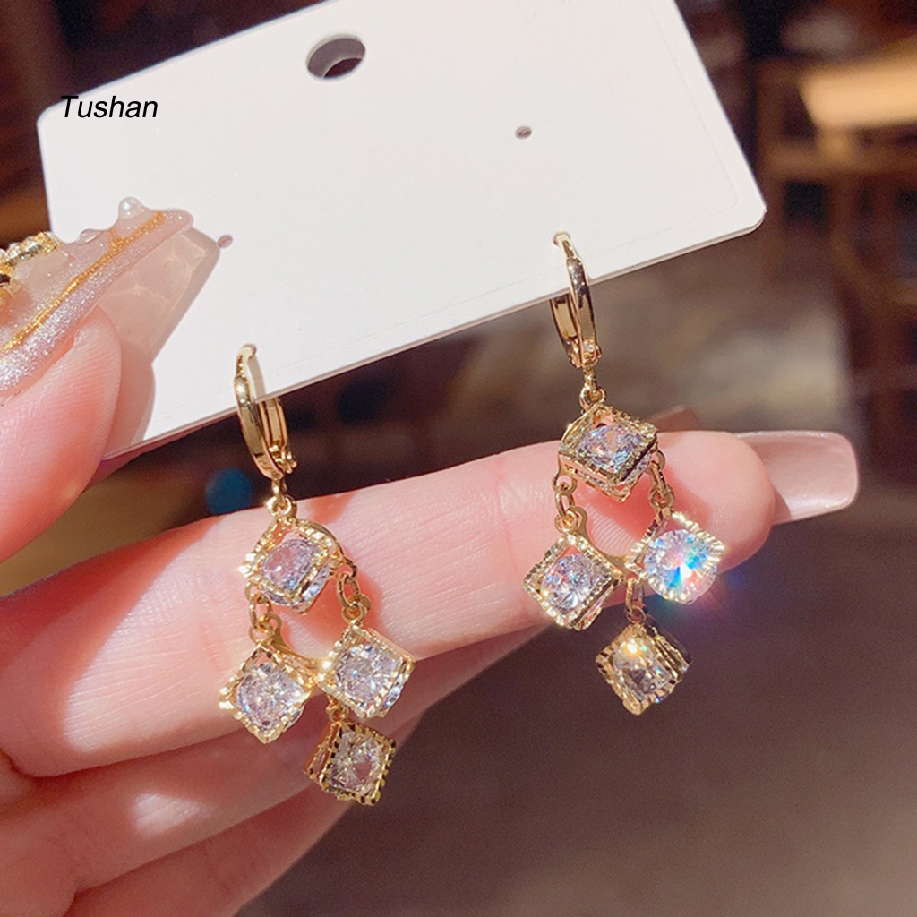 1 Đôi Bông Tai Đính Đá Thời Trang Dành Cho Nữ