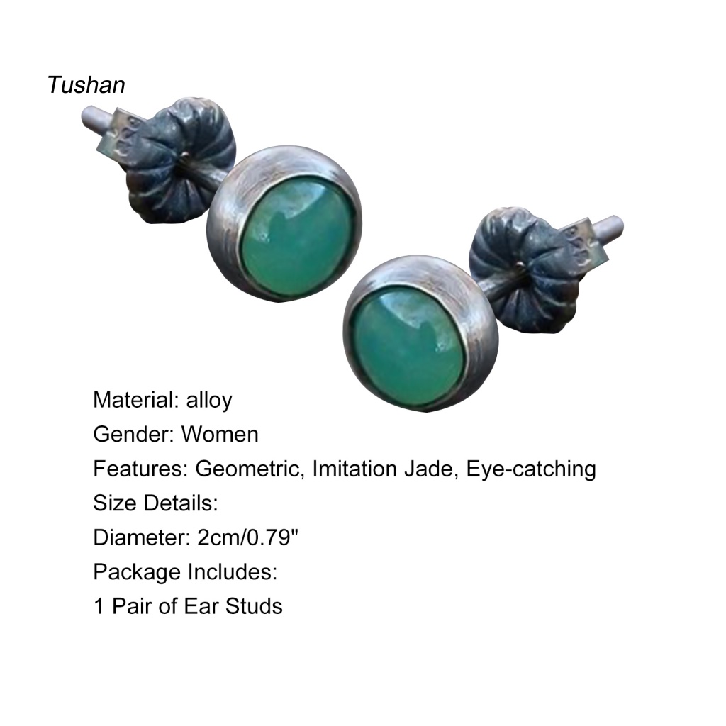 1 Đôi Khuyên Tai Hợp Kim Đính Đá Ngọc Bích Giả Tinh Tế