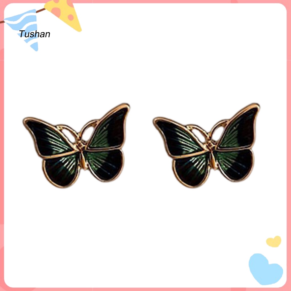 1 Đôi Khuyên Kẹp Vành Tai Hình Bướm Đính Đá Không Phai Màu Thời Trang Cho Nữ