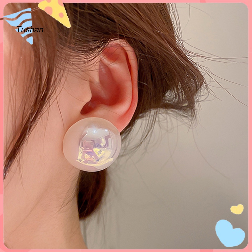 1 Đôi Bông Tai Nửa Tròn Đính Ngọc Trai Giả Màu Trắng Thanh Lịch Dành Cho Nữ