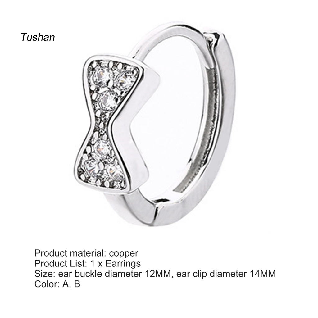 1 Khuyên Vành Tai Hình Nơ Đính Đá Lấp Lánh Phong Cách Pháp