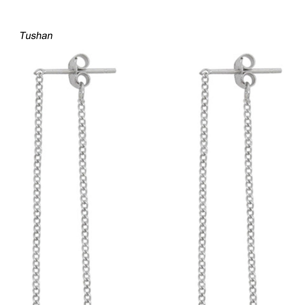 1 Đôi Bông Tai Dáng Dài Chống Gỉ Màu Sắc Đơn Giản Thân Thiện Với Da