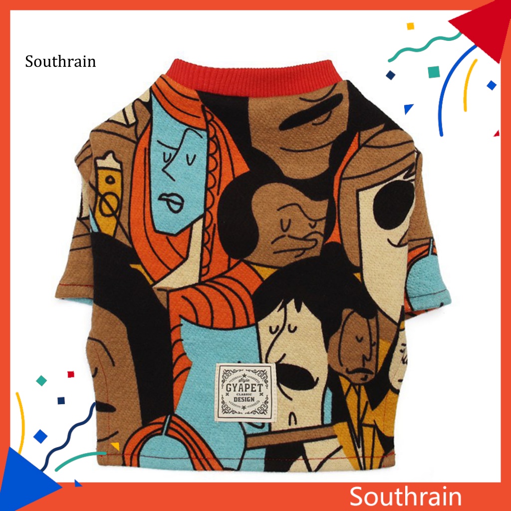 Áo Thun Cotton Thoải Mái In Họa Tiết Hoạt Hình Trừu Tượng Cho Thú Cưng