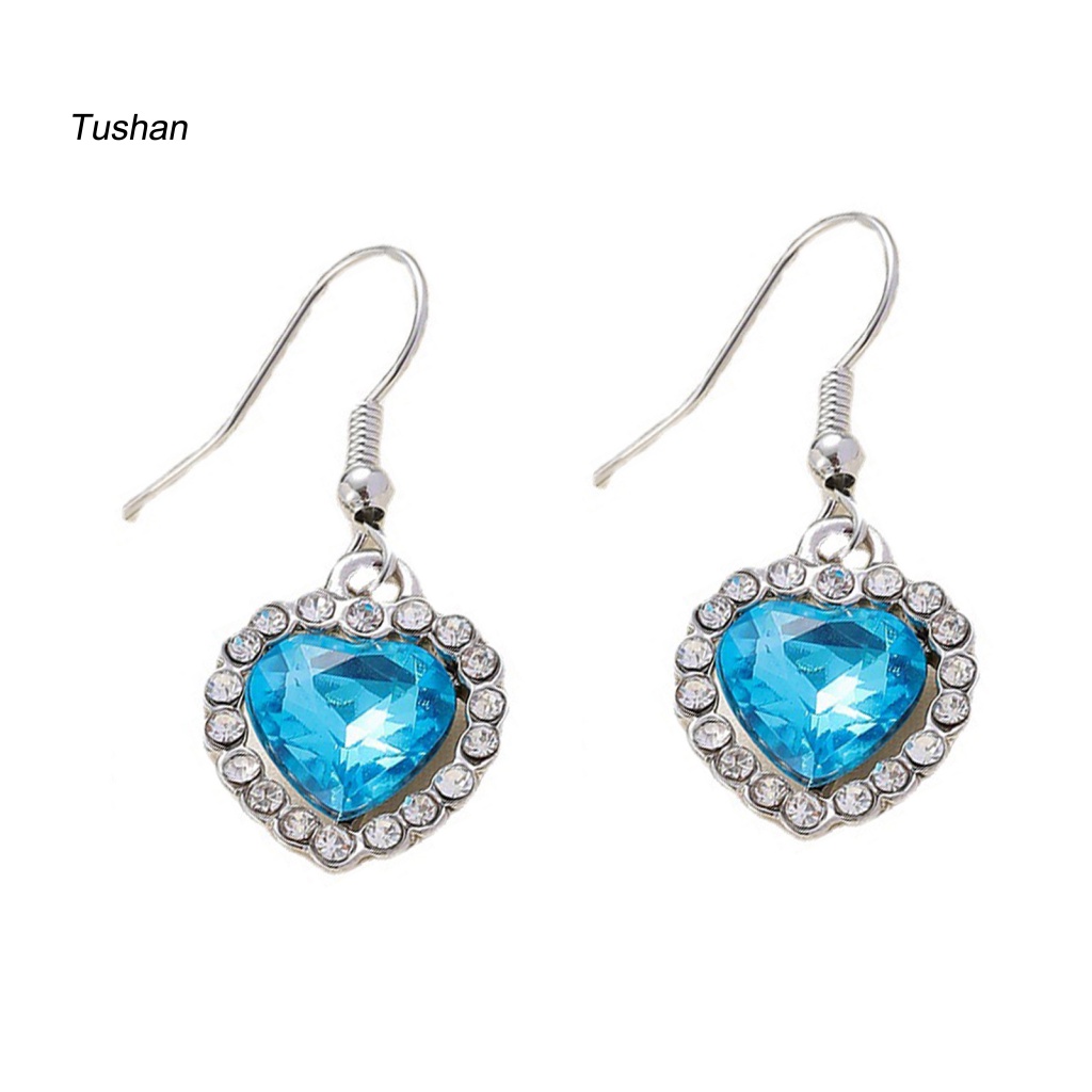 1 Đôi Bông Tai Hình Trái Tim Đính Đá Phong Cách Vintage Dành Cho Nữ