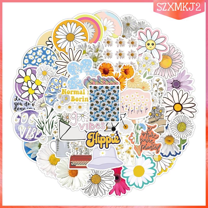 Set 2 / 50 Miếng Dán Chống Thấm Nước Hình Hoa Cúc Trang Trí Gói Quà