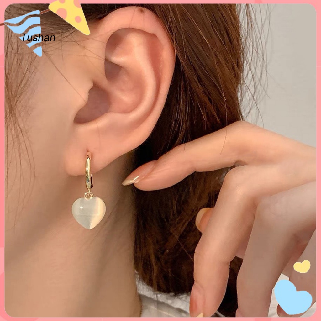 1 Đôi Bông Tai Hình Giọt Nước Đính Đá Opal Giả Phong Cách Cổ Điển