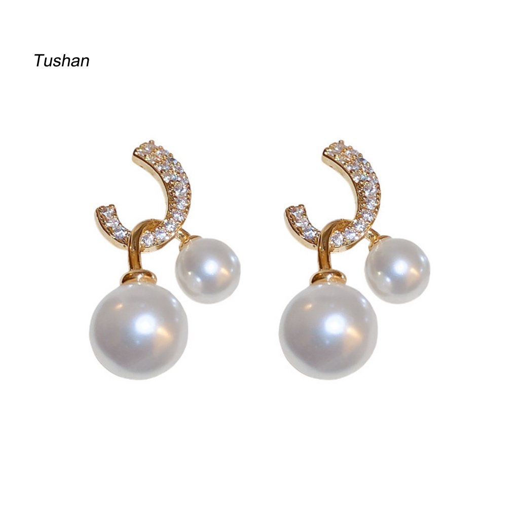 1 Đôi Bông Tai Xỏ Lỗ Đính Ngọc Trai Giả Thời Trang Dành Cho Nữ