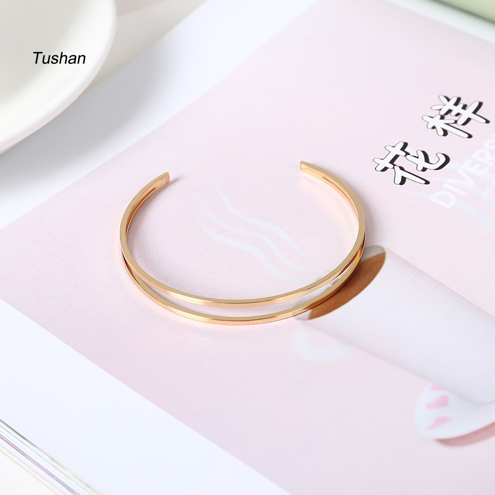 Vòng Đeo Tay Hai Lớp Dạng Mở Có Thể Điều Chỉnh Thời Trang Dành Cho Nữ